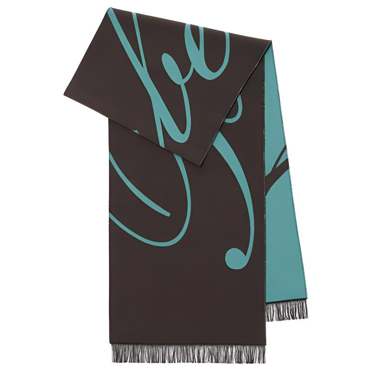 Burberry Jacquard Woven Dual-Sided Fringe Wool Scarf Brown Unisex Couple Style 80791751