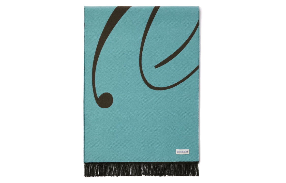 Burberry Jacquard Woven Dual-Sided Fringe Wool Scarf Brown Unisex Couple Style 80791751 圖 4