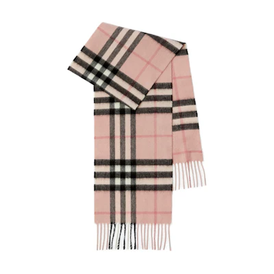 Burberry Kids Check Fringe Cashmere Scarf Pink. 80831121