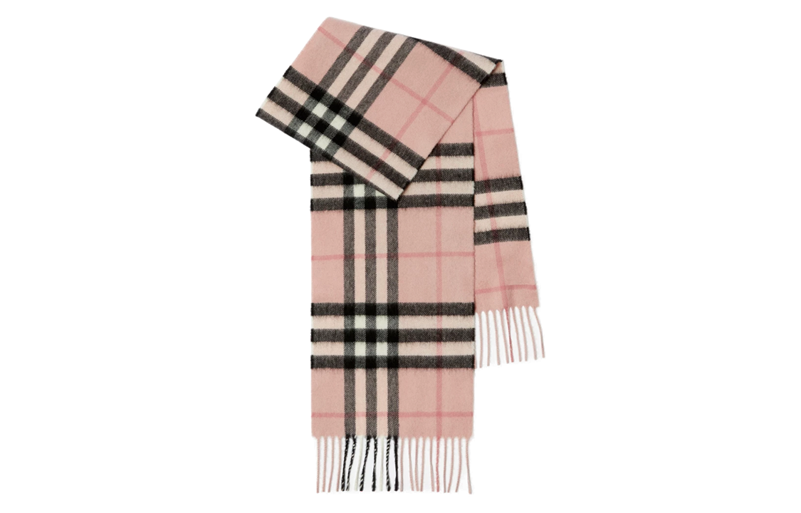 Burberry Kids Check Fringe Cashmere Scarf Pink. 80831121 圖 2