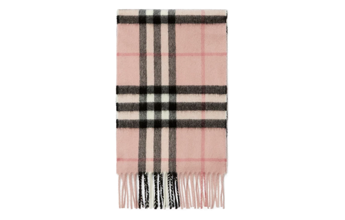 Burberry Kids Check Fringe Cashmere Scarf Pink. 80831121 圖 3