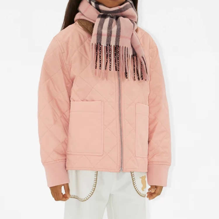 Burberry Kids Check Fringe Cashmere Scarf Pink. 80831121 圖 4