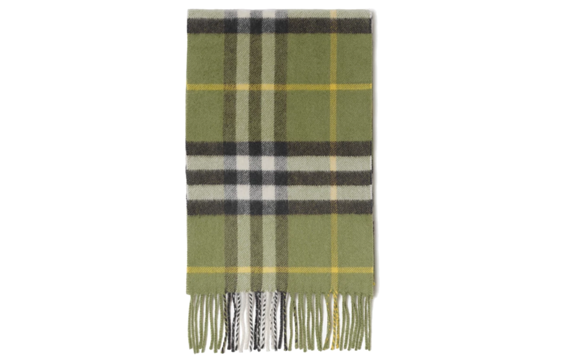 Burberry Kids Check Fringe Green Wool Scarf. 80781751 圖 3