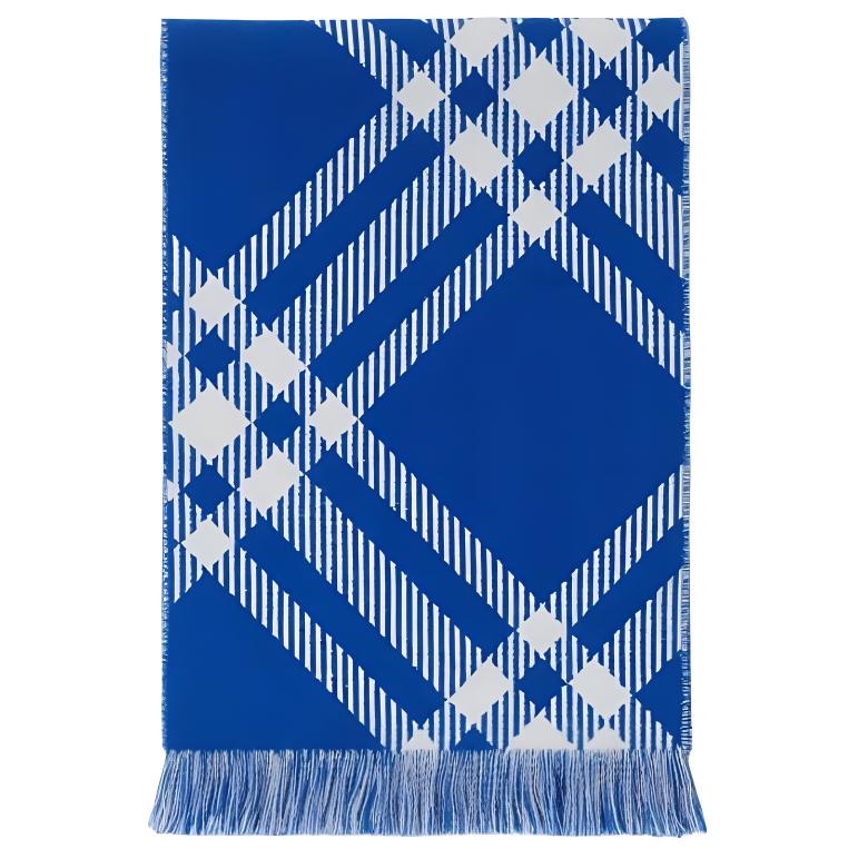 Burberry Kids Check Wool Scarf Blue. 80781871