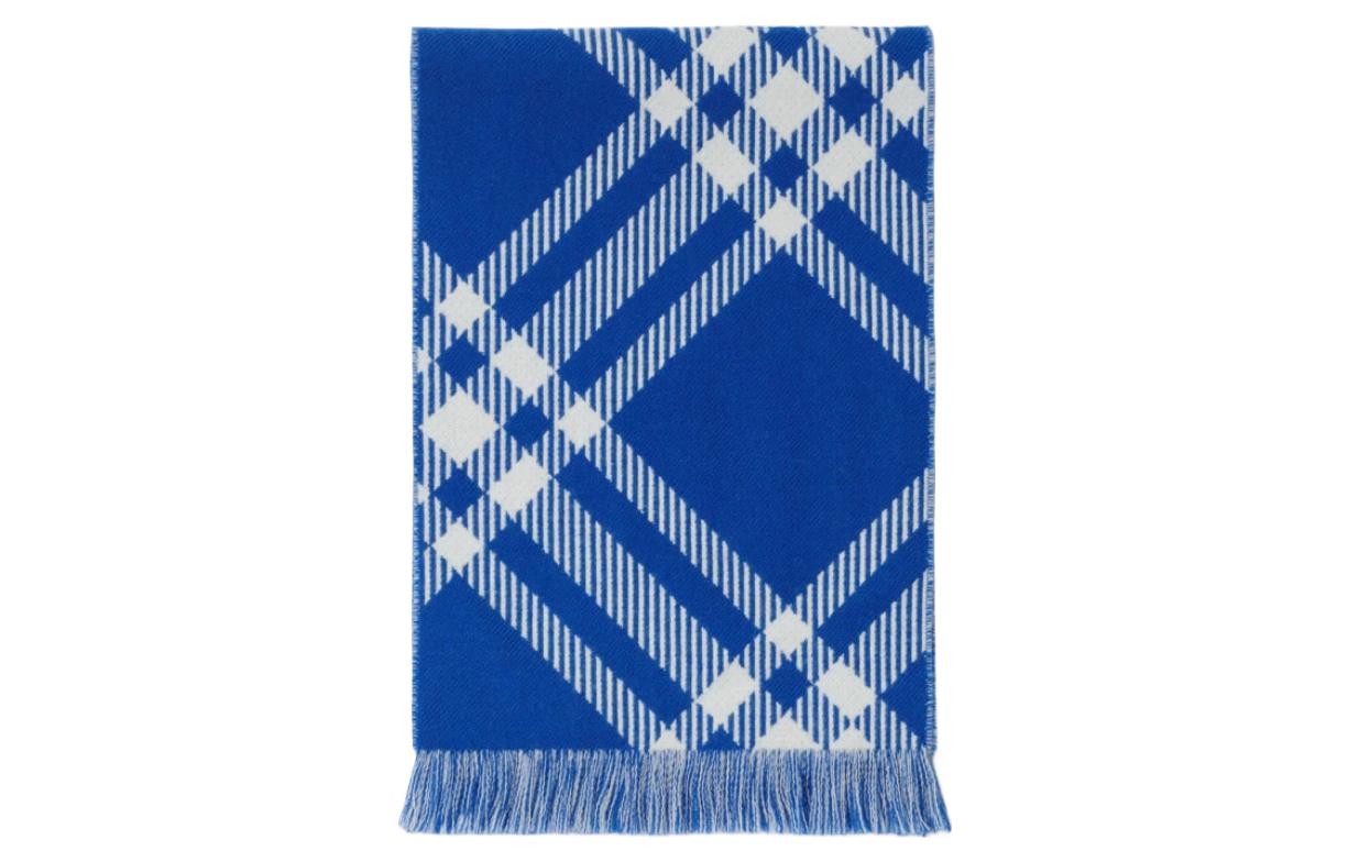 Burberry Kids Check Wool Scarf Blue. 80781871 圖 2