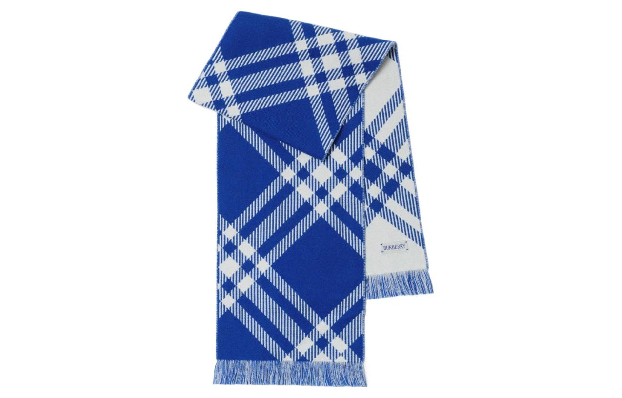 Burberry Kids Check Wool Scarf Blue. 80781871 圖 4