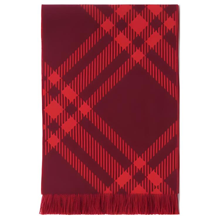 Burberry Kids Checkered Wool Scarf - Red 80781881