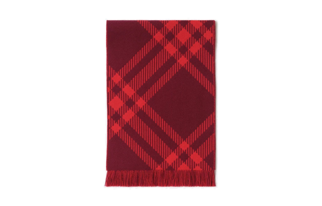 Burberry Kids Checkered Wool Scarf - Red 80781881 圖 2