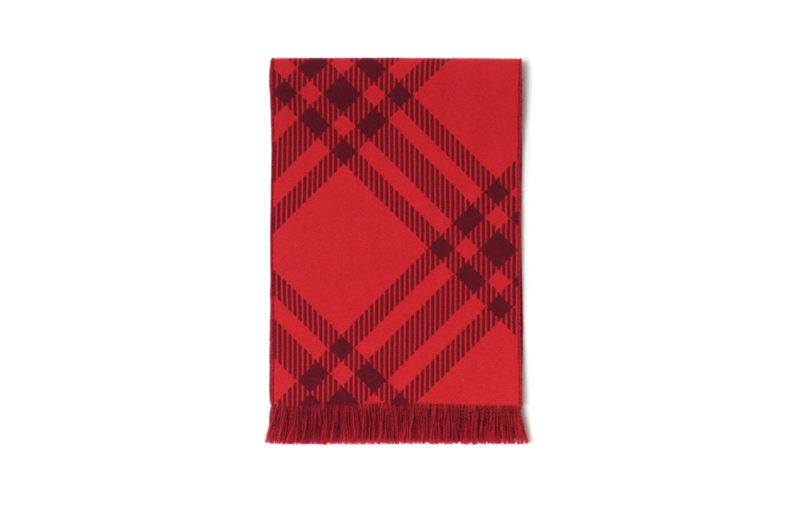 Burberry Kids Checkered Wool Scarf - Red 80781881 圖 3