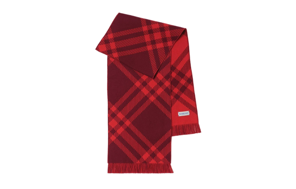 Burberry Kids Checkered Wool Scarf - Red 80781881 圖 4