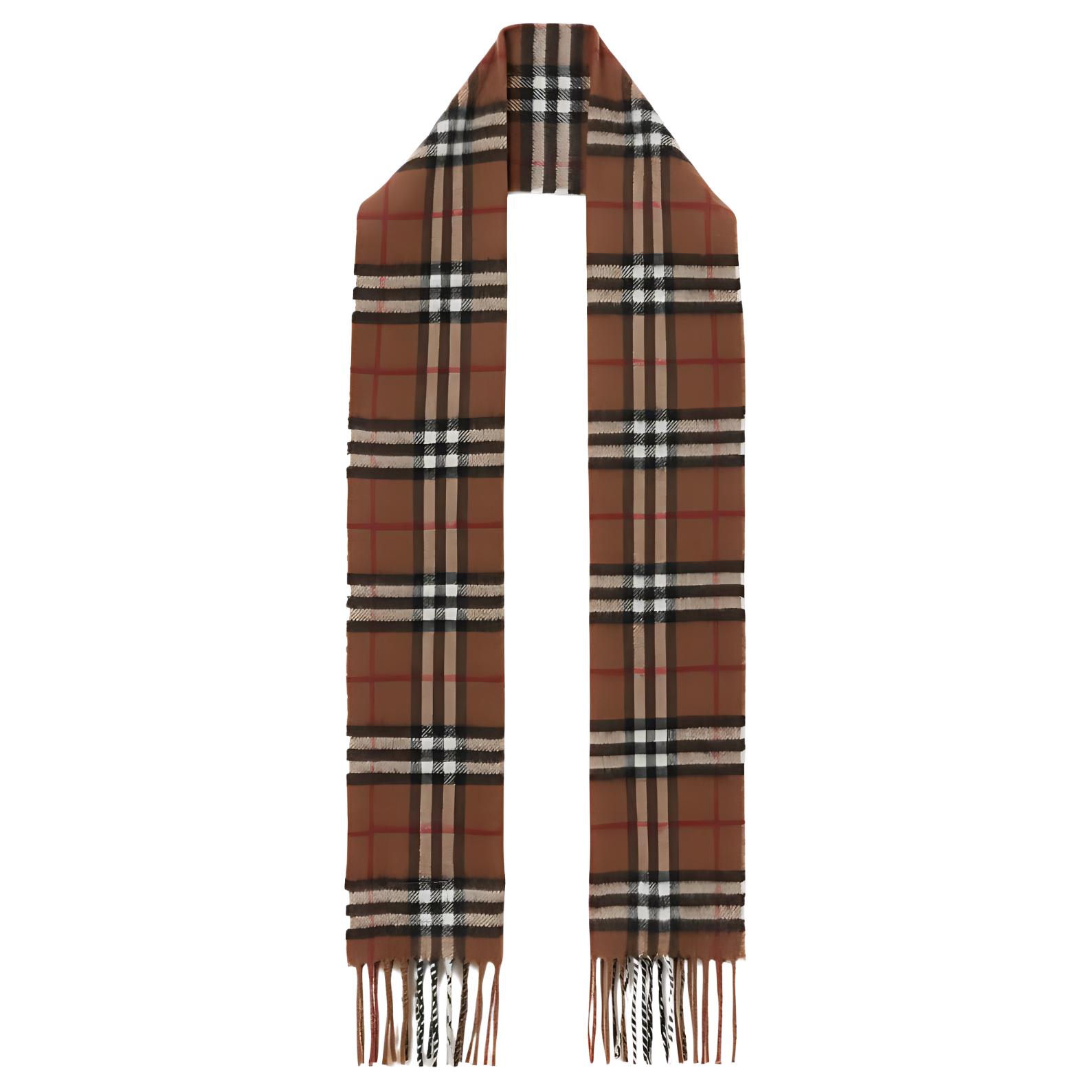 Burberry Kids Checkered Wool Scarf in Brown 80704741