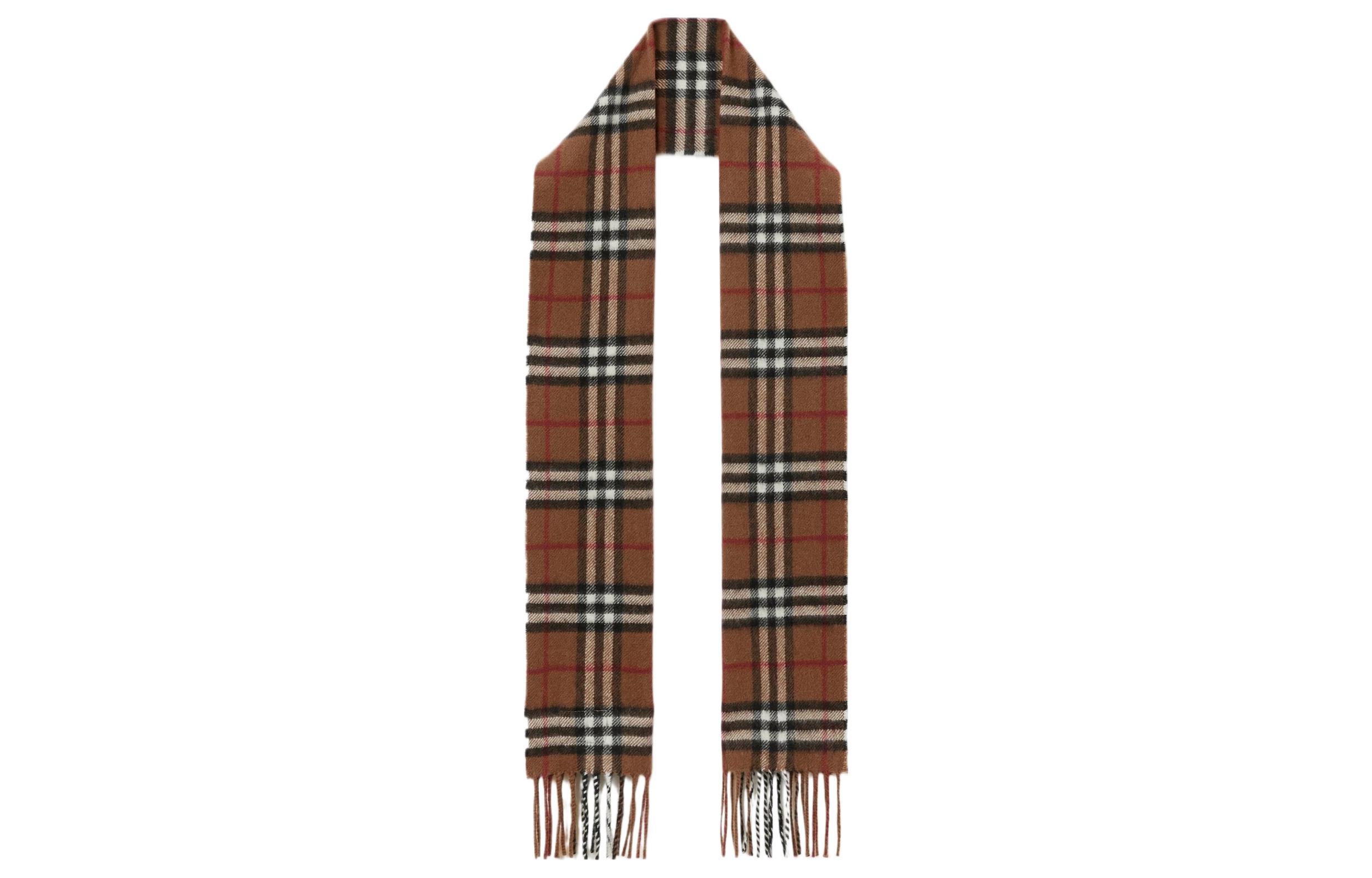 Burberry Kids Checkered Wool Scarf in Brown 80704741 圖 2