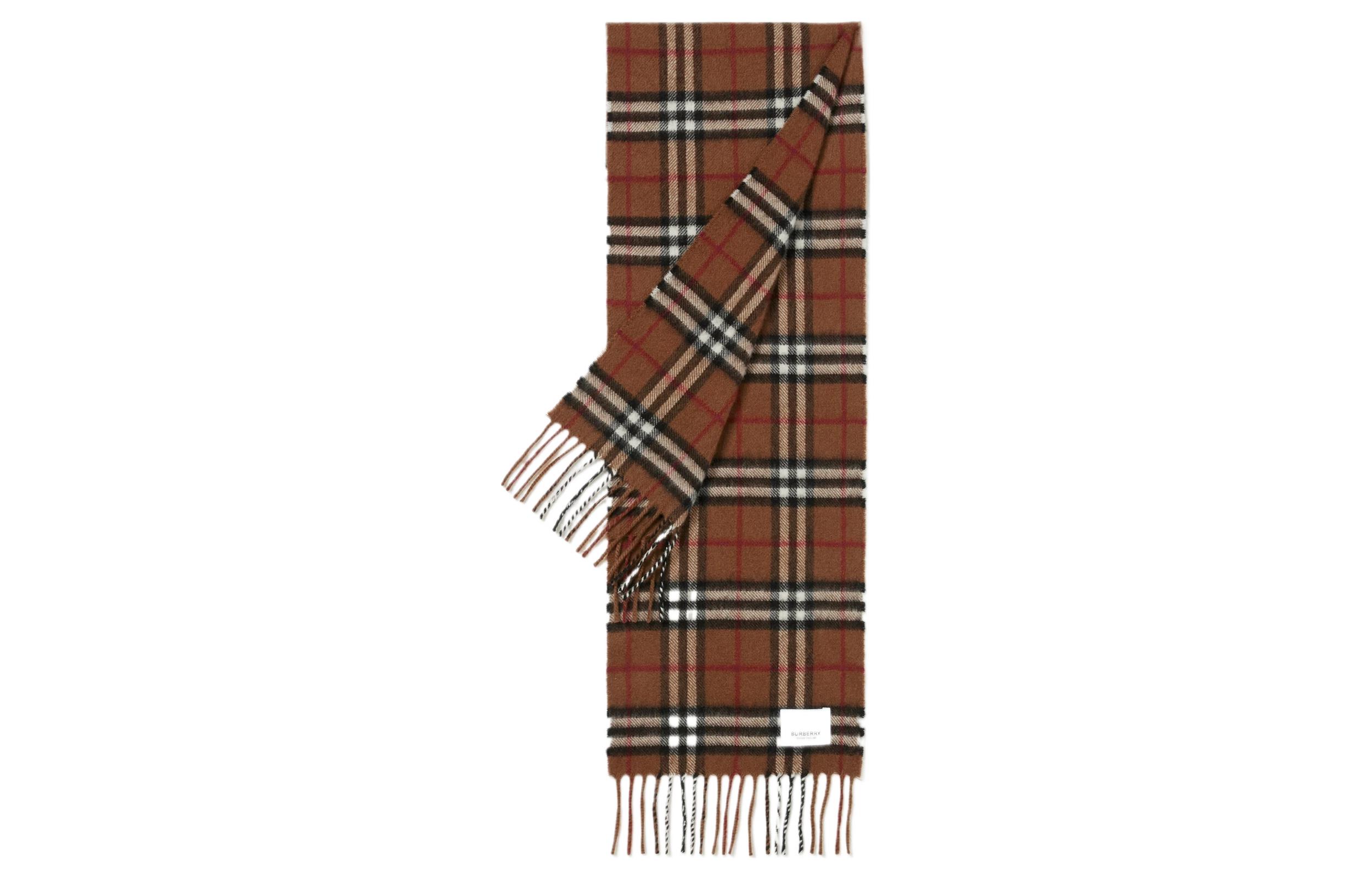 Burberry Kids Checkered Wool Scarf in Brown 80704741 圖 4
