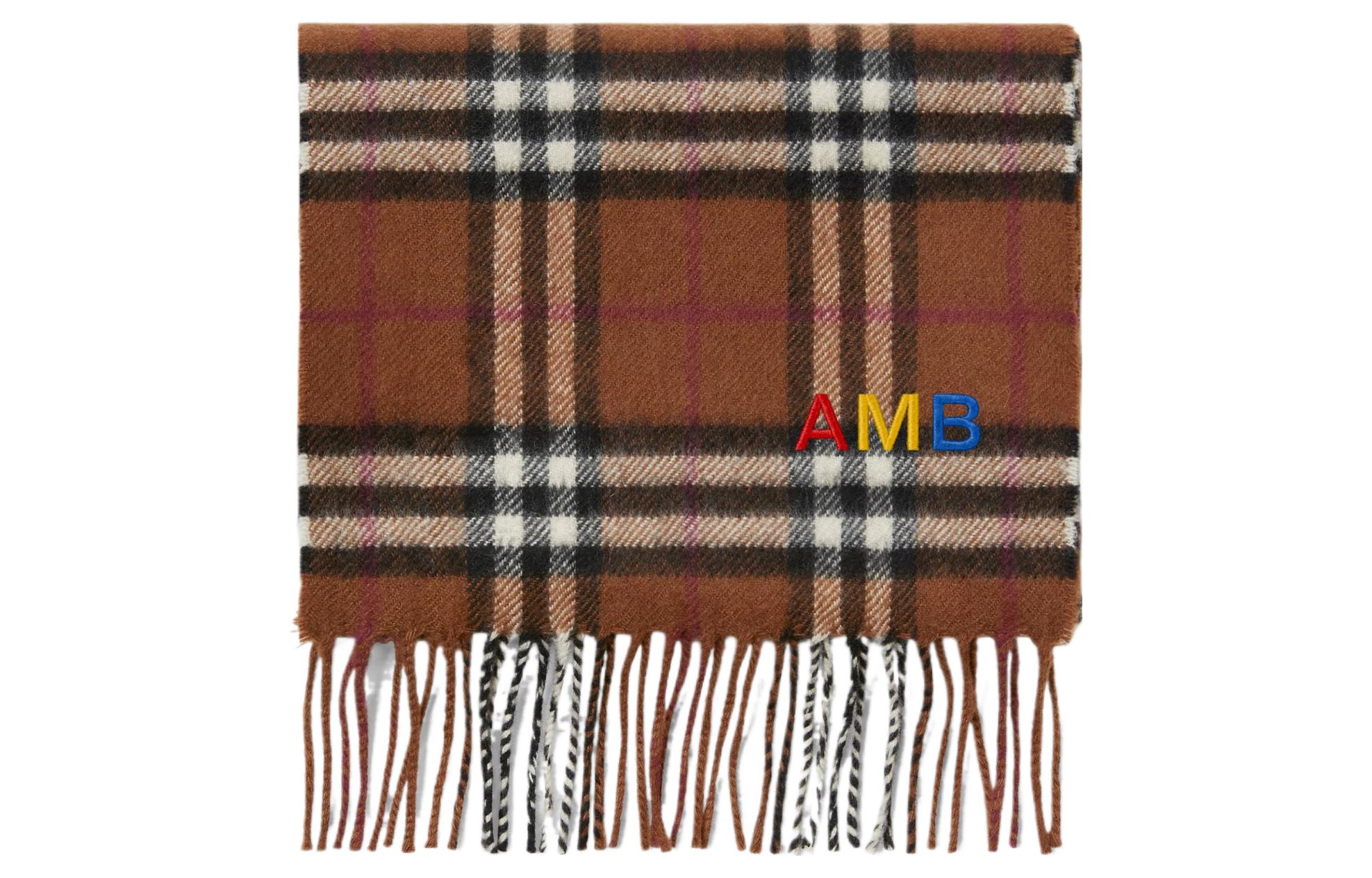Burberry Kids Checkered Wool Scarf in Brown 80704741 圖 5