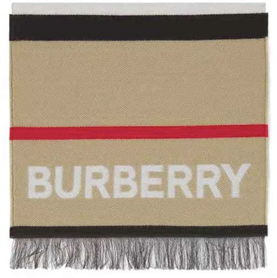 Burberry Kids Icon Stripe Logo Scarf in Wool-Cotton Blend Beige - Boys 80497921 Shop Burberry Kids Icon Stripe Logo Scarf in Wool-Cotton Blend Beige - Boys 80497921