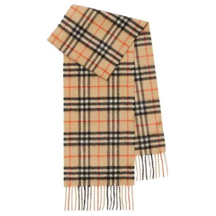 Burberry Kids Striped Cashmere Scarf in Khaki. 8089369B9368