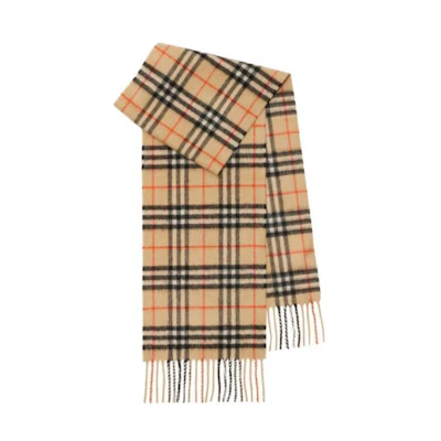 Burberry Kids Striped Cashmere Scarf in Khaki. 8089369B9368