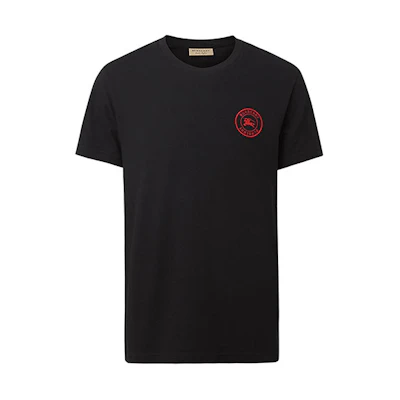 Burberry Knight Logo Plain Black Unisex T-Shirt 80078141