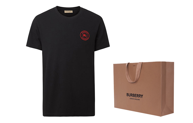 Burberry Knight Logo Plain Black Unisex T-Shirt 80078141 圖 3
