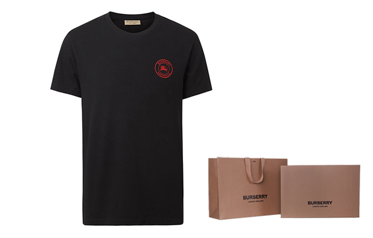 Burberry Knight Logo Plain Black Unisex T-Shirt 80078141 圖 4