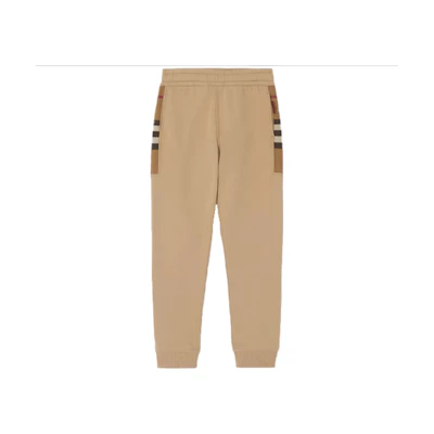 Burberry Knit Jogger Pants with Side Check Pattern in Camel. 80450141