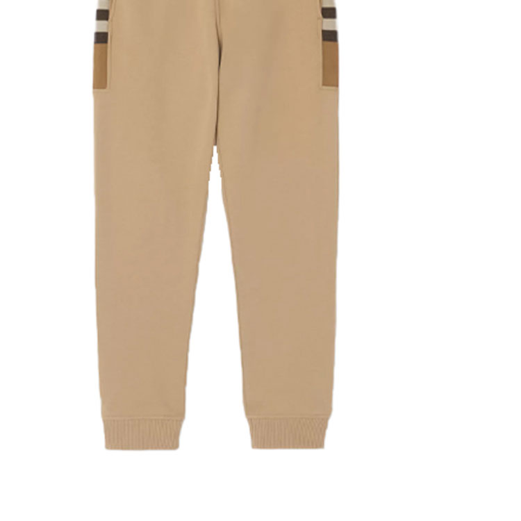 Cheap Pantalones jogger Burberry de punto con patrón de cuadros laterales en camel. 80450141