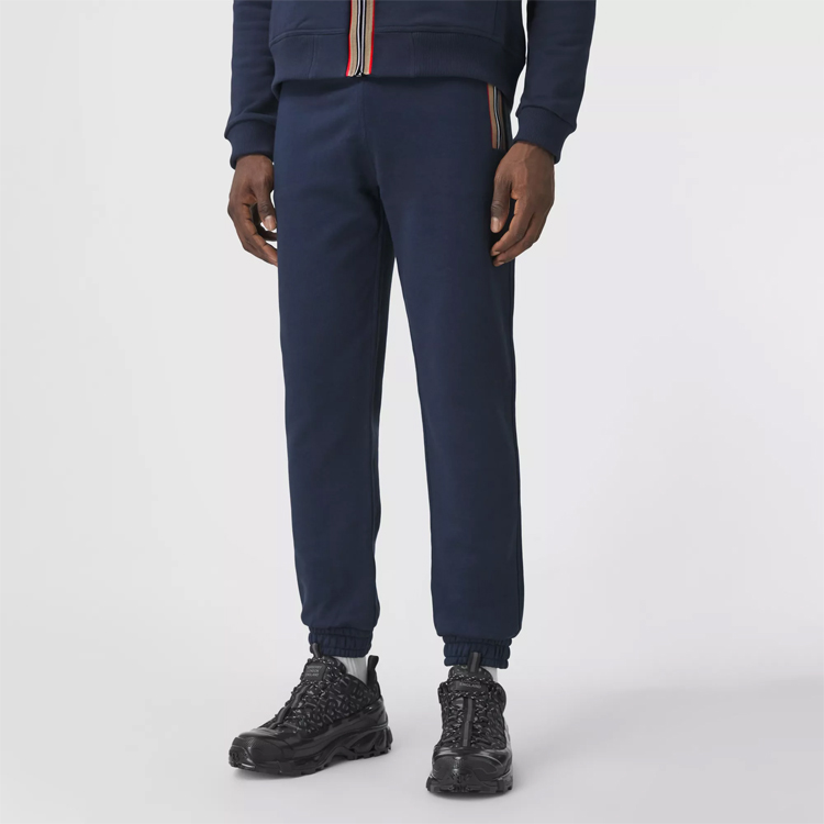 Purchase Burberry 海軍藍經典條紋細節針織運動長褲 80358821