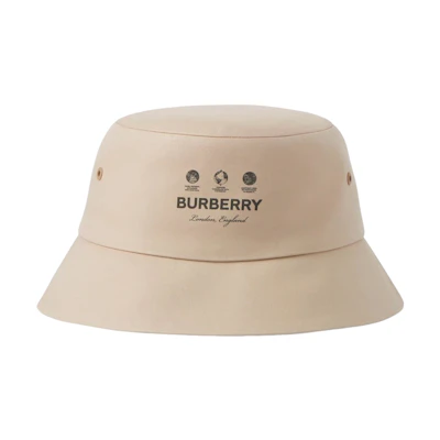 Burberry Label Print Cotton Bucket Hat for Men. 80639001