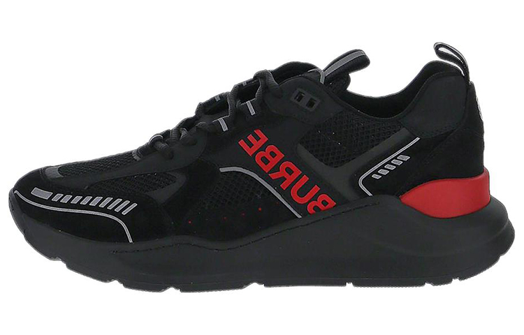 Burberry Leather and Polyester Sneaker 'Black Red'