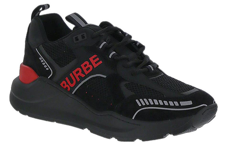 Burberry Leather and Polyester Sneaker 'Black Red' 圖 2