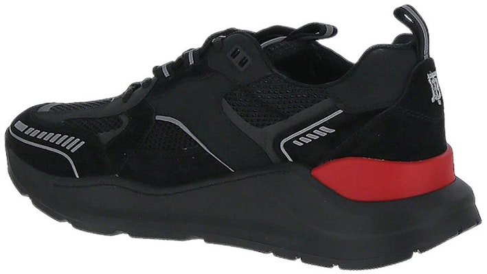 Sneaker Kulit dan Poliester Burberry 'Hitam Merah' 80573501 Lookbook Sneaker Kulit dan Poliester Burberry 'Hitam Merah' 80573501