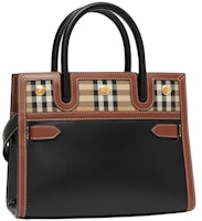 Burberry Leather and Vintage Check Two-handle Title Bag Mini Black/Multi Burberry Leather and Vintage Check Two-handle Title Bag Mini Black/Multi