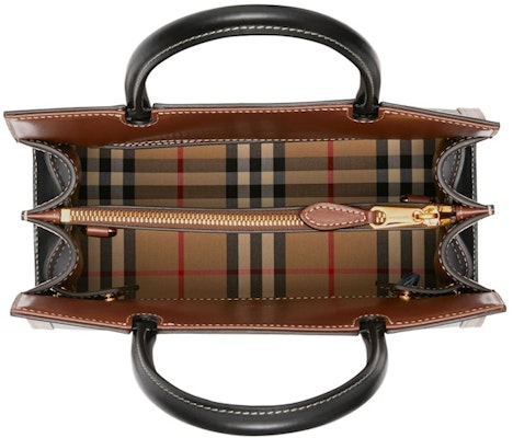 Burberry Leather and Vintage Check Two-handle Title Bag Mini Black/Multi Lookbook Burberry Leather and Vintage Check Two-handle Title Bag Mini Black/Multi