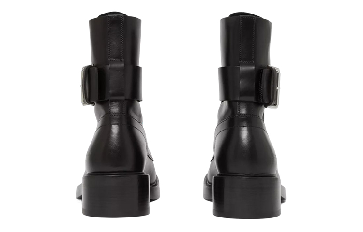 Shop Burberry Leather Ankle Boots with Strap 'Black' 80566951