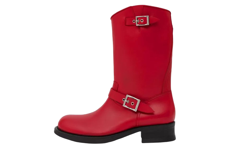 Burberry Leather Biker Boot 'Red' 80649821