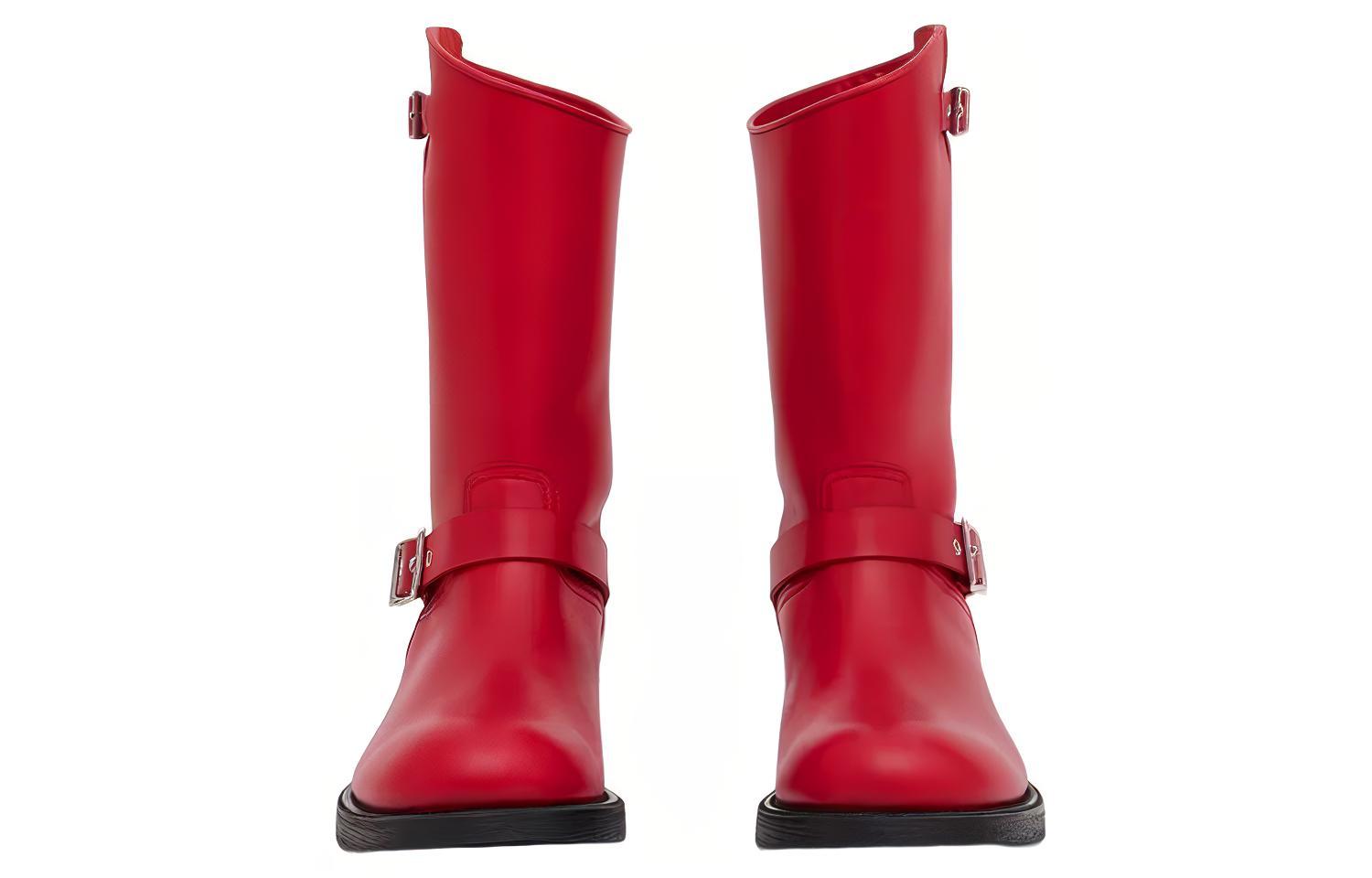 Lookbook Burberry Leather Biker Boot 'Red' 80649821