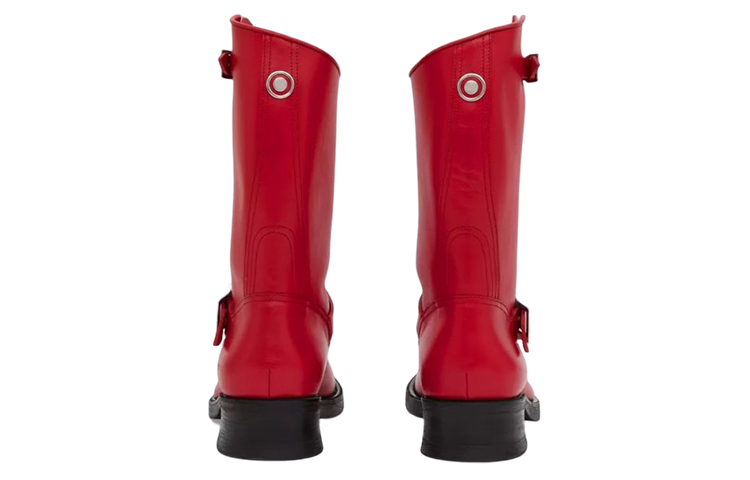 Shop Burberry Leather Biker Boot 'Red' 80649821