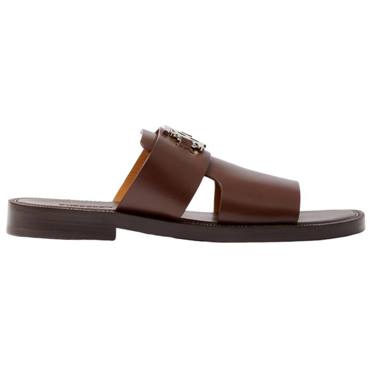 Burberry Leather Brown 'Palladium-Plated Fashion Slide' 圖 2