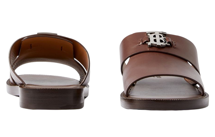 Burberry Leather Brown 'Palladium-Plated Fashion Slide' 圖 4