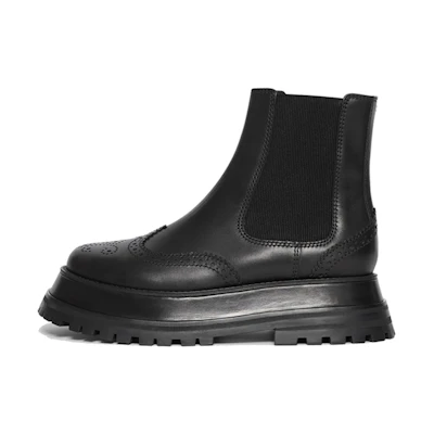 Burberry Leather Chelsea Boots 'Black Brogue Detail'