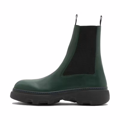 Burberry Leather Chelsea Boots 'Vine Green'