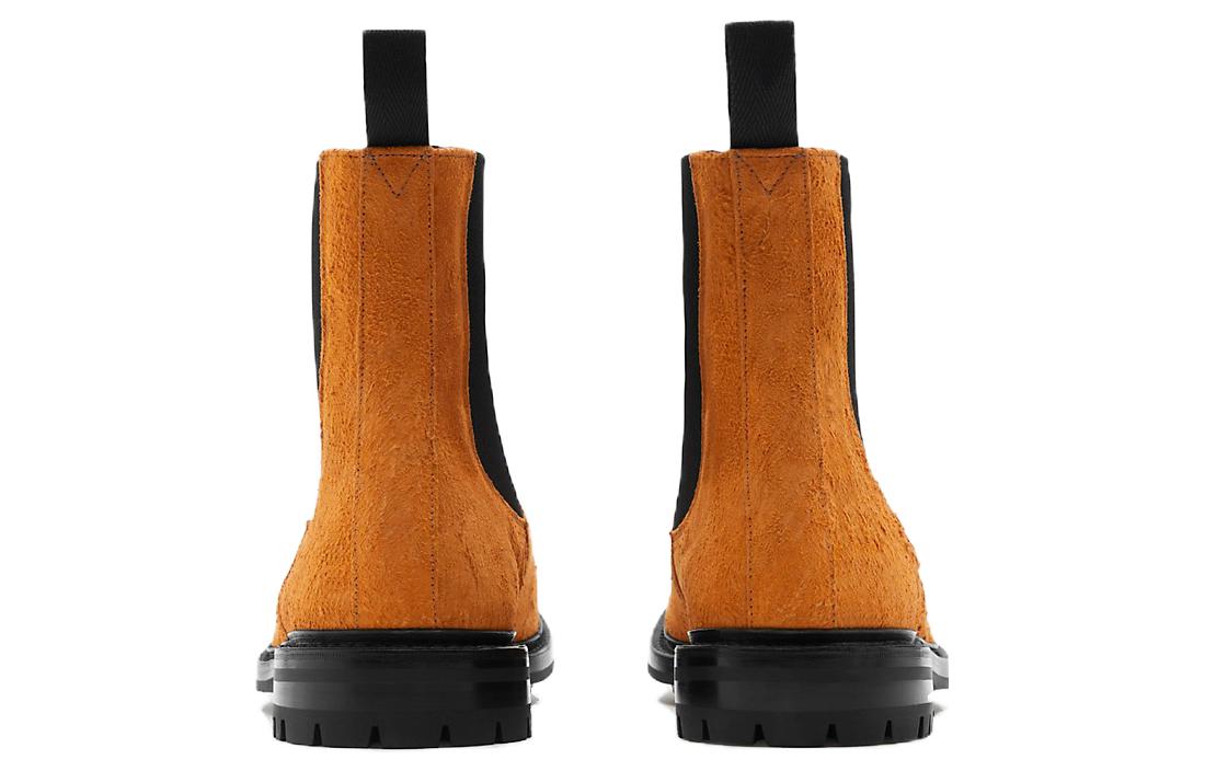 Shop Burberry博柏利 Dee 皮革 圓頭套腳 中筒 切爾西靴 男款 焦糖色