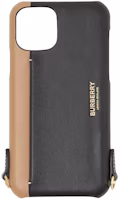 Burberry Leather iPhone 11 Pro Phone Case with Strap Black Tan Burberry Leather iPhone 11 Pro Phone Case with Strap Black Tan