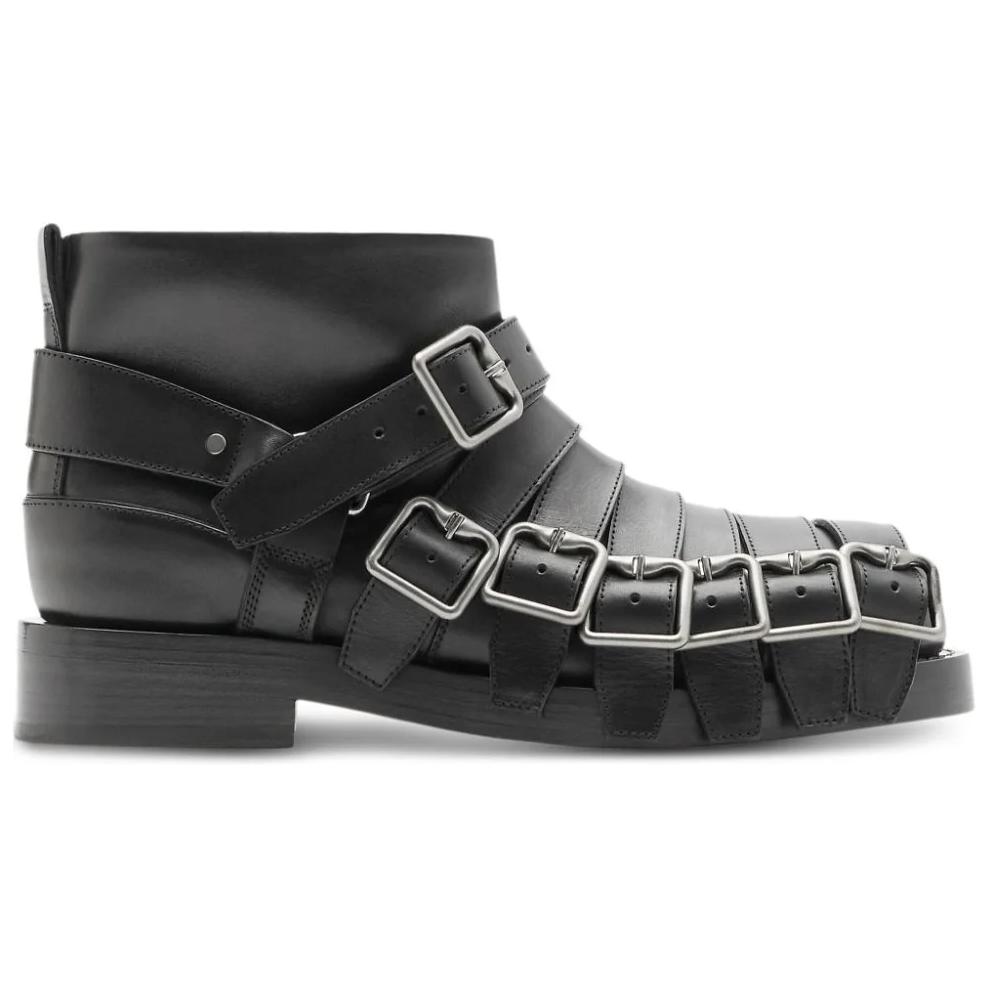 Order バーバリー レザー ラウンドトゥ アンクルブーツ (黒) 80748081