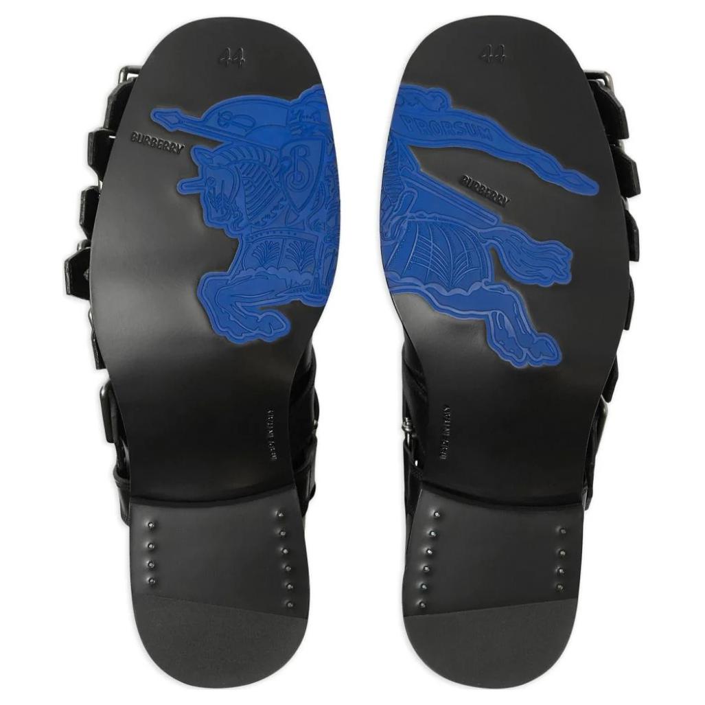 Purchase バーバリー レザー ラウンドトゥ アンクルブーツ (黒) 80748081