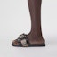 Details for Burberry Selipar Kulit Corak Jalur Kanvas Bersalut 'Hitam' 80389461