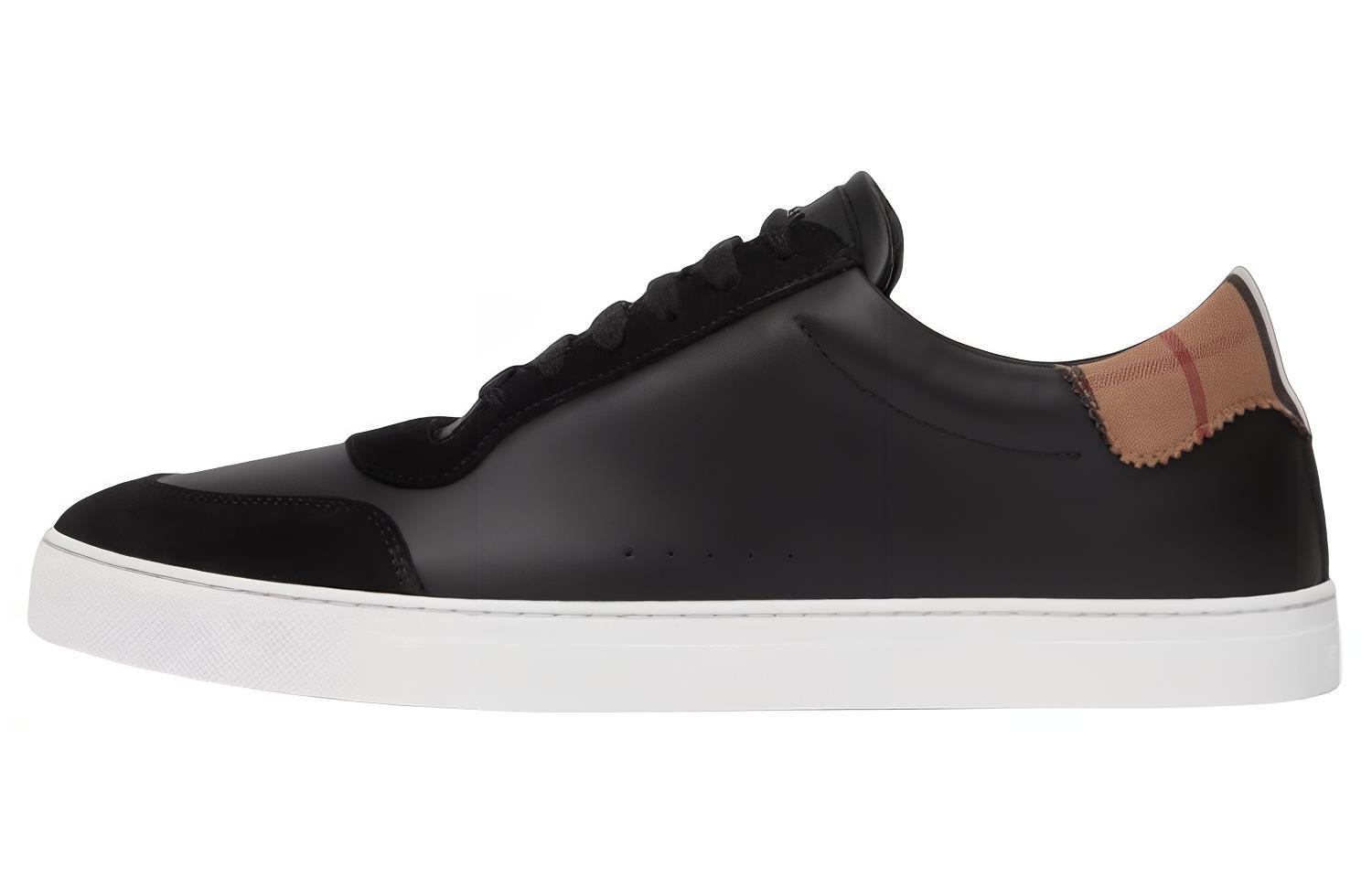 Burberry Leather Suede and Vintage Check Cotton Sneakers Black 80617521