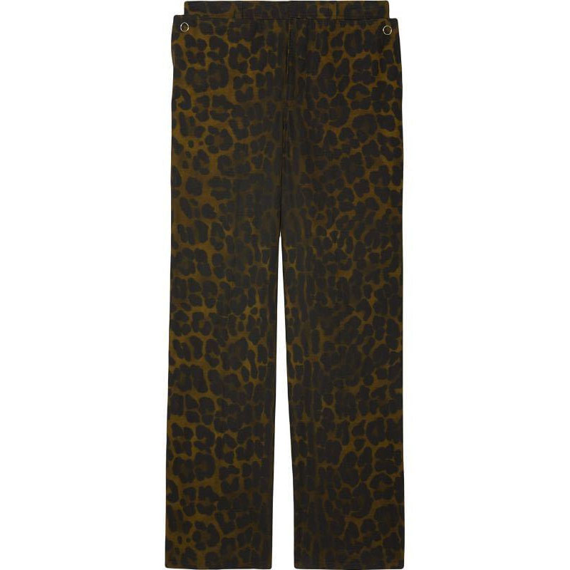 Burberry Leopard Print Straight-Leg Casual Pants Brown 45579181