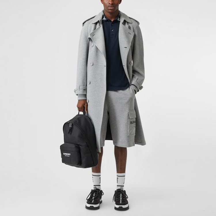 Shop Burberry 字母領直筒剪裁海軍藍色 Polo 衫 80172001