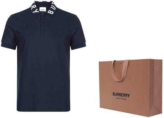Burberry 字母領直筒剪裁海軍藍色 Polo 衫 80172001 Sizing Burberry 字母領直筒剪裁海軍藍色 Polo 衫 80172001